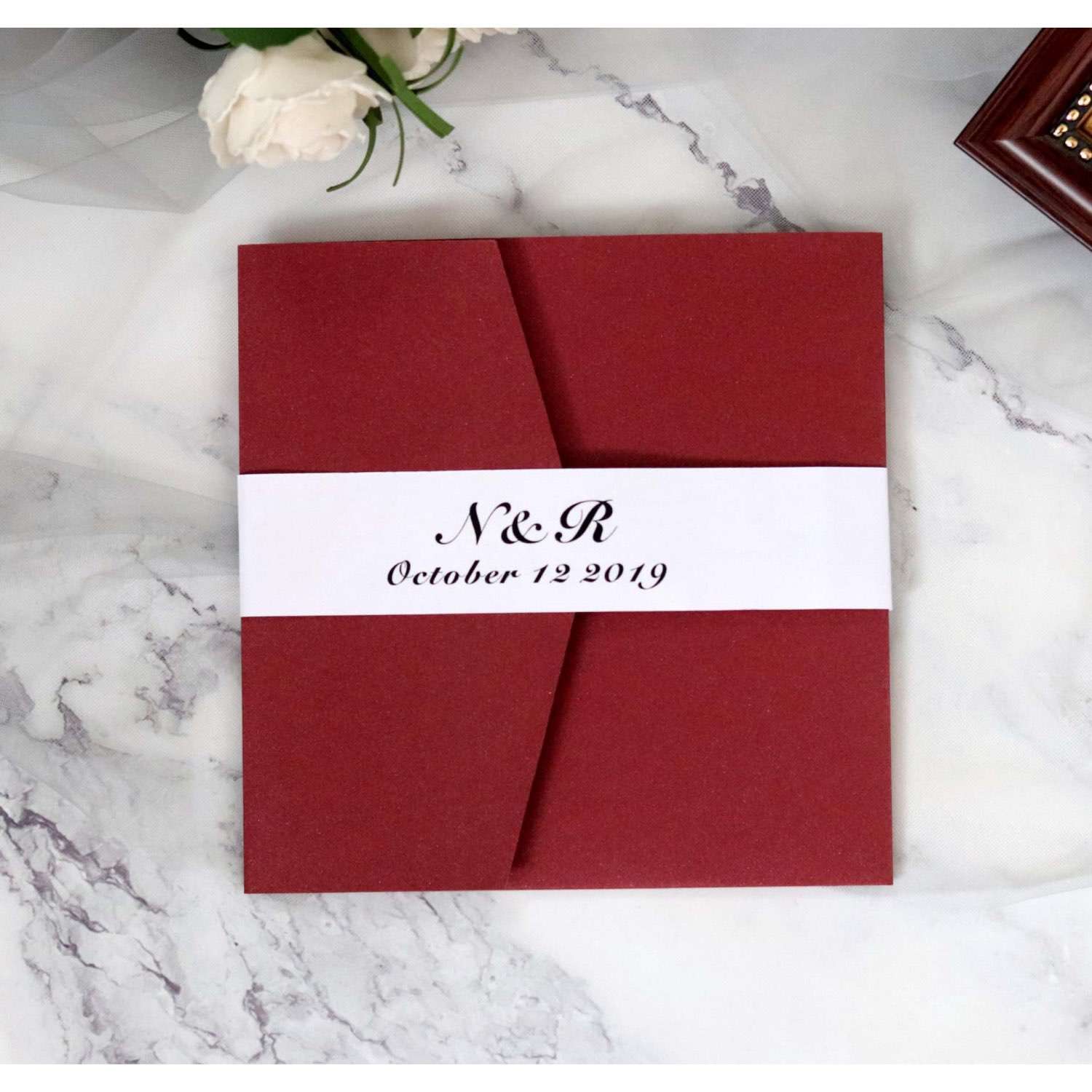 Square Slap-up Invitation Card Laser Marriage Invitations Ivory Tint Color Wholesale